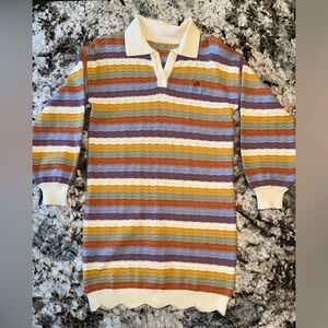 Kuose Striped Knit Sweater Dress